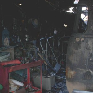 Picture of back of cab after the fire.