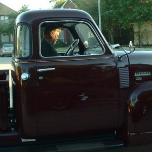 here is Ken trying to remember how to operate a 3 speed column shifter.  It HAS been a long time.