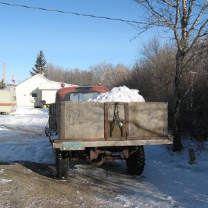 pickup with load of snow